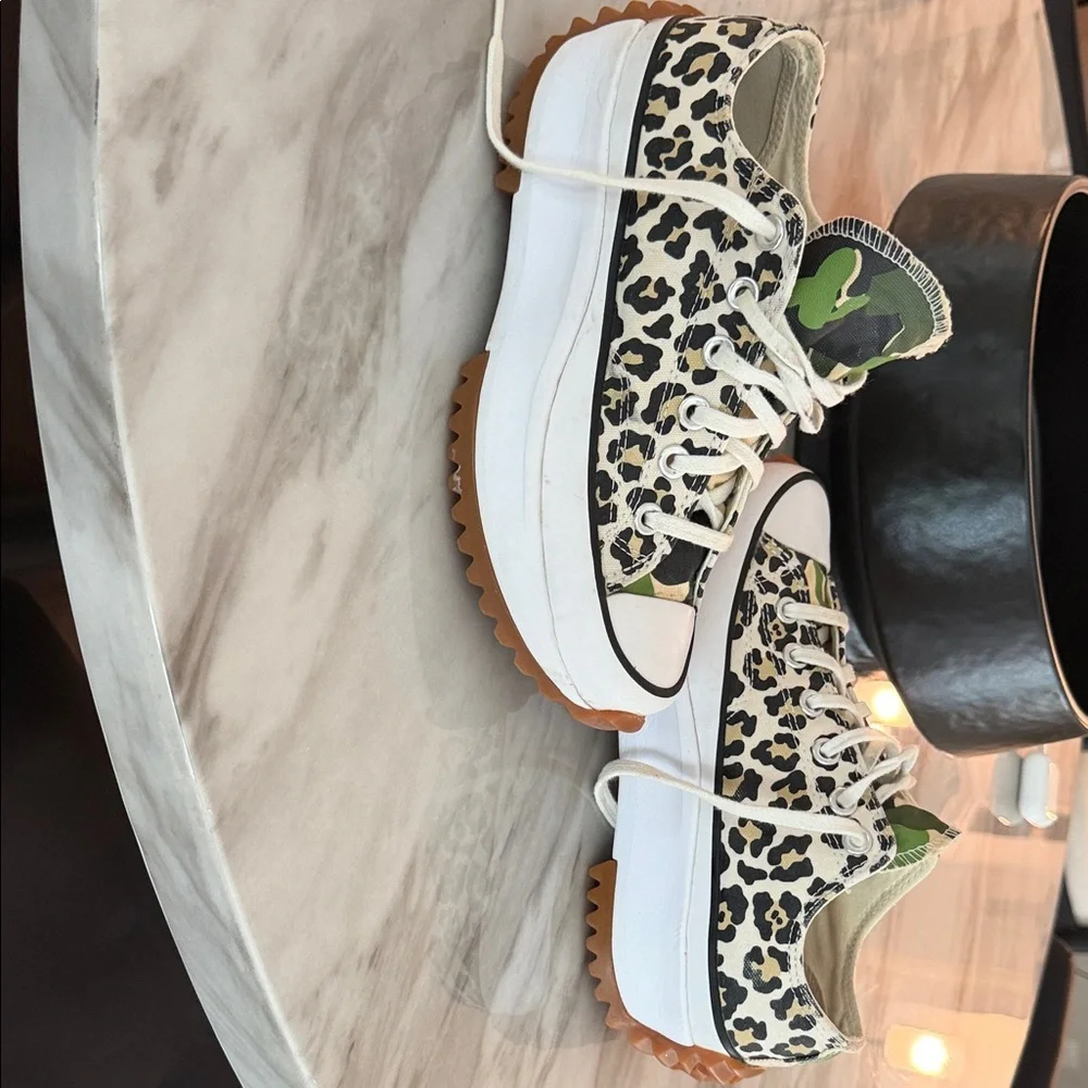 Converse Leopard & Camouflage Canvas Low-Top Sneakers - White, Green, Black, Tan - Picture 2 of 7